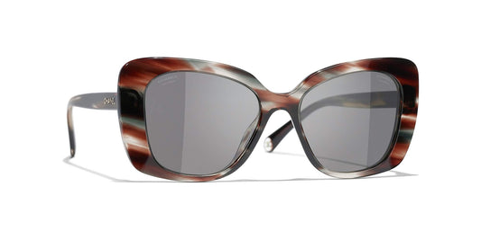 משקפי שמש של שאנל צב חום ואפור-אפור | CHANEL Rectangle Sunglasses CH5504 Brown Tortoise & Gray-Gray