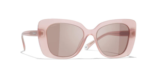 משקפי שמש של שאנל ורוד-אפור בהיר | CHANEL Rectangle Sunglasses CH5504 Light Pink-Gray