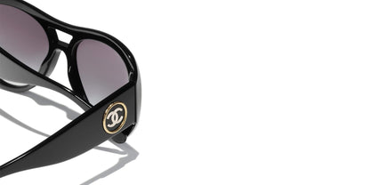 Chanel Pilot Sunglasses Black &amp; Gold-Gray | CHANEL Pilot Sunglasses CH5508 Black &amp; Gold-Gray