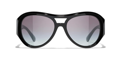 Chanel Pilot Sunglasses Black &amp; Gold-Gray | CHANEL Pilot Sunglasses CH5508 Black &amp; Gold-Gray