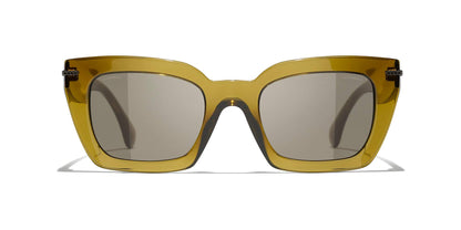 משקפי שמש של שאנל חאקי-חום | CHANEL Square Sunglasses CH5509 Khaki-Brown