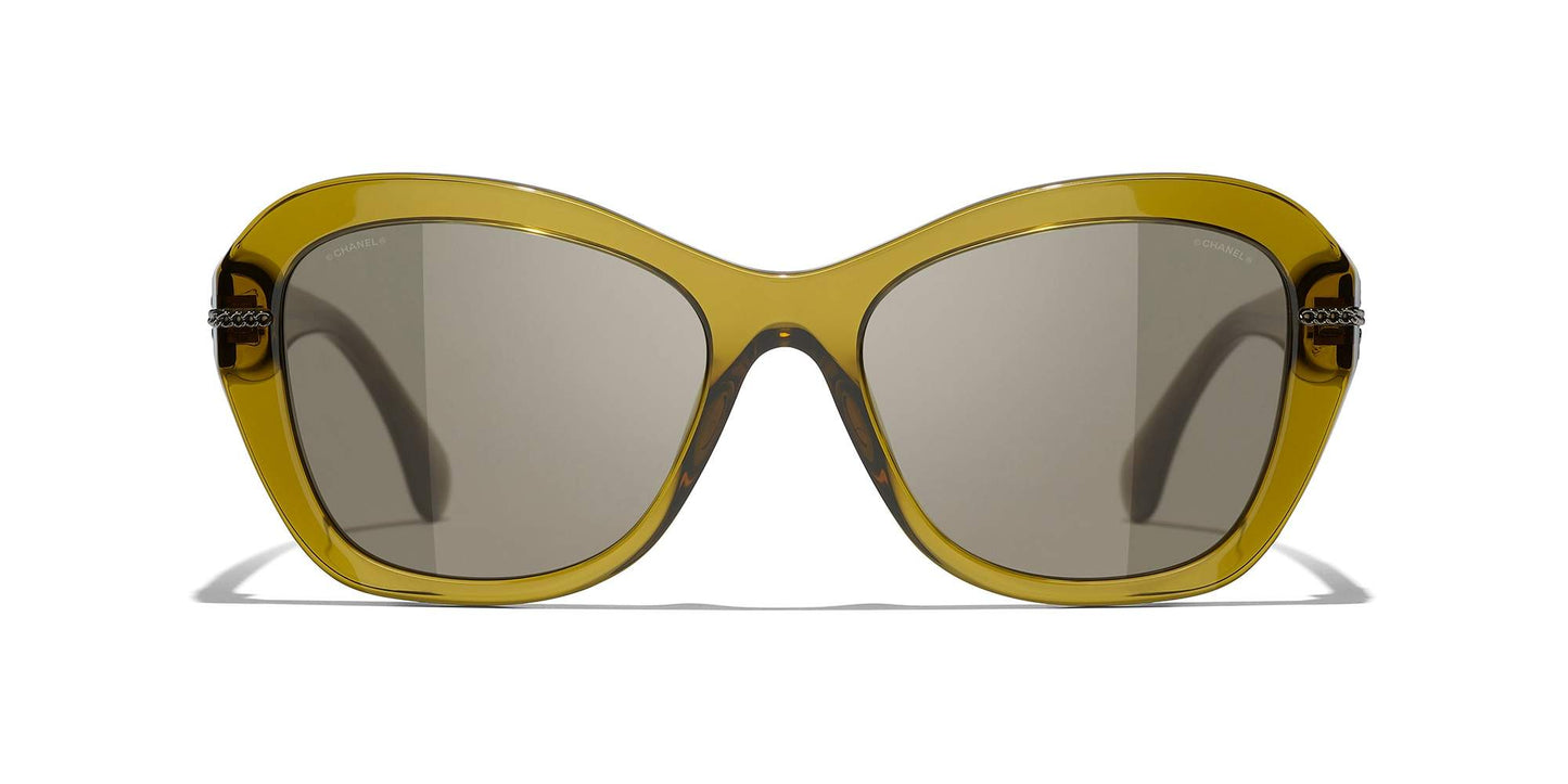 משקפי שמש של שאנל חאקי-חום | CHANEL Butterfly Sunglasses CH5510 Khaki-Brown