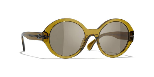 משקפי שמש של שאנל חאקי-חום | CHANEL Round Sunglasses CH5511 Khaki-Brown