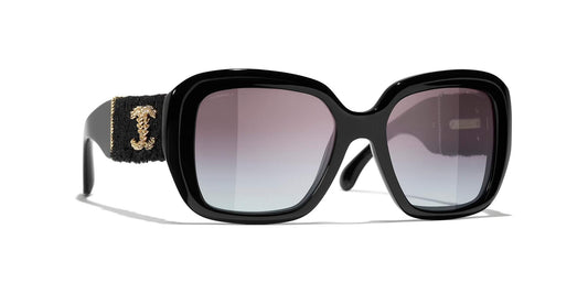 משקפי שמש של שאנל שחור-אפור | CHANEL Square Sunglasses CH5512 Black-Grey