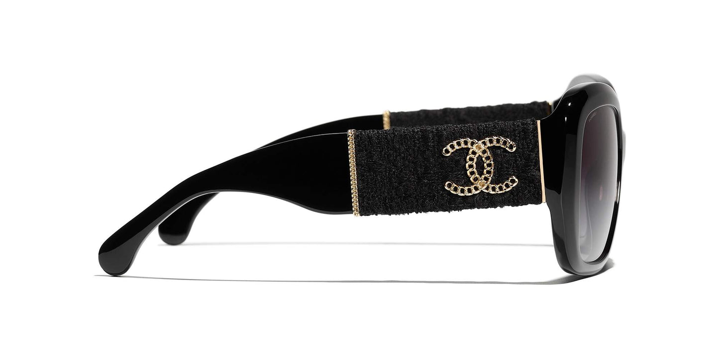 משקפי שמש של שאנל שחור-אפור | CHANEL Square Sunglasses CH5512 Black-Grey