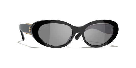 משקפי שמש של שאנל שחורים | CHANEL Oval Sunglasses CH5515 Black