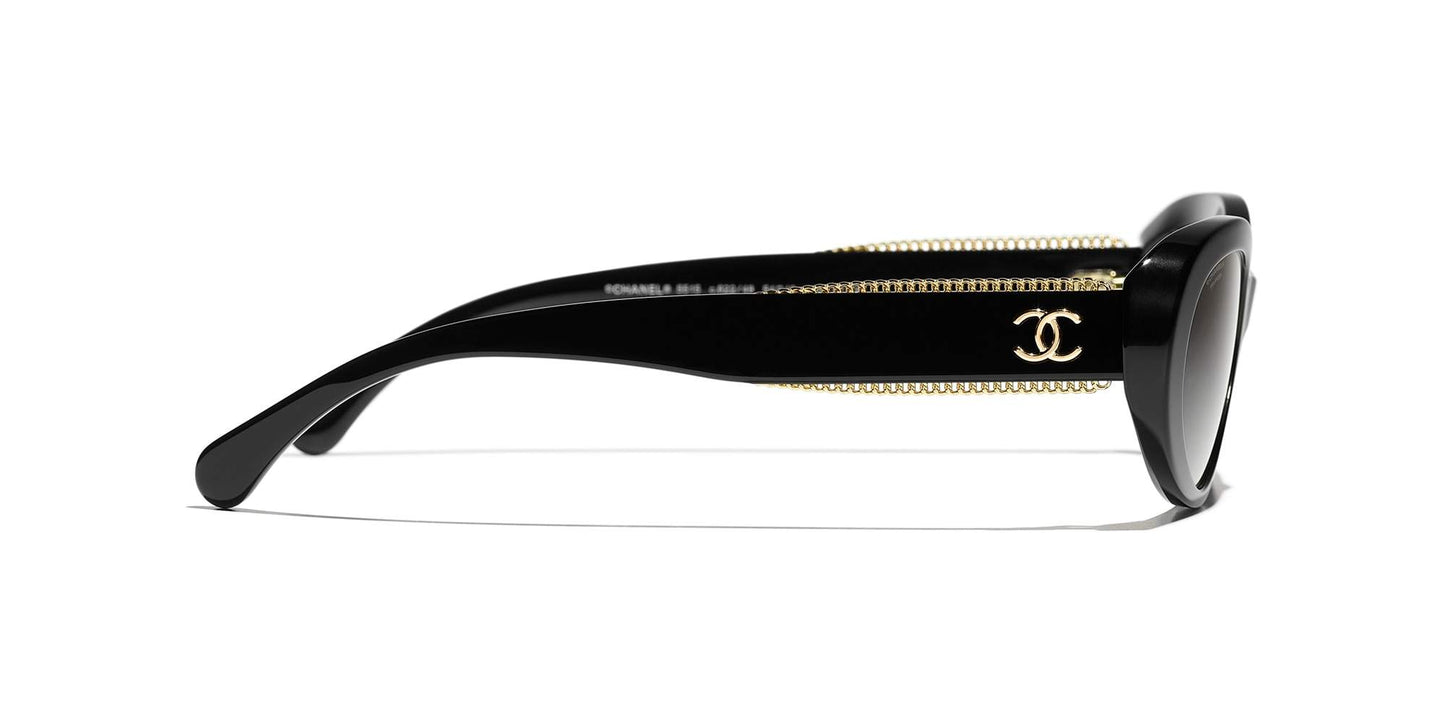 משקפי שמש של שאנל שחורים | CHANEL Oval Sunglasses CH5515 Black