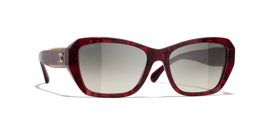 משקפי שמש של שאנל אדום טוויד-אפור | CHANEL Butterfly Sunglasses CH5516 Red Tweed-Grey