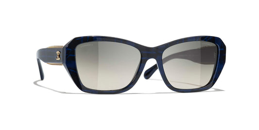 משקפי שמש של שאנל כחול טוויד-אפור | CHANEL Butterfly Sunglasses CH5516 Blue Tweed-Grey