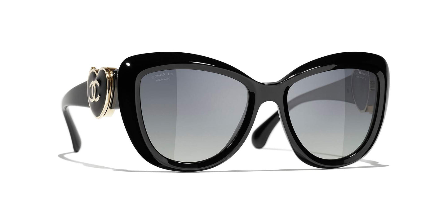 משקפי שמש של שאנל שחור-אפור | CHANEL Butterfly Sunglasses CH5517 Black-Grey