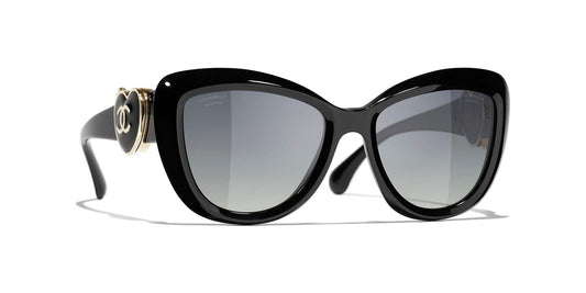 משקפי שמש של שאנל שחור-אפור | CHANEL Butterfly Sunglasses CH5517 Black-Grey