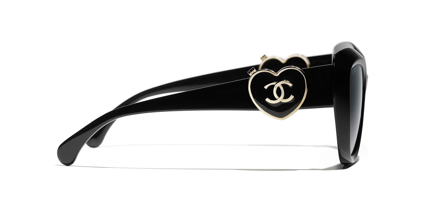 משקפי שמש של שאנל שחור-אפור | CHANEL Butterfly Sunglasses CH5517 Black-Grey