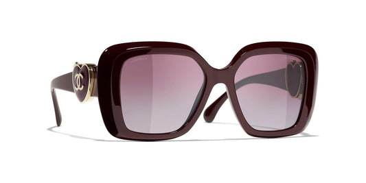 משקפי שמש של שאנל בורדו | CHANEL Square Sunglasses CH5518 Burgundy