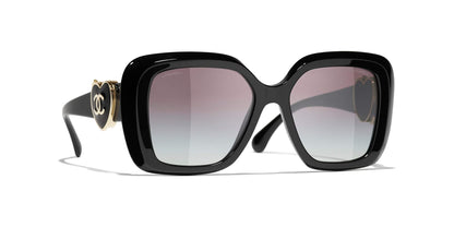 משקפי שמש של שאנל שחור-אפור | CHANEL Square Sunglasses CH5518 Black-Grey