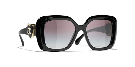 משקפי שמש של שאנל שחור-אפור | CHANEL Square Sunglasses CH5518 Black-Grey