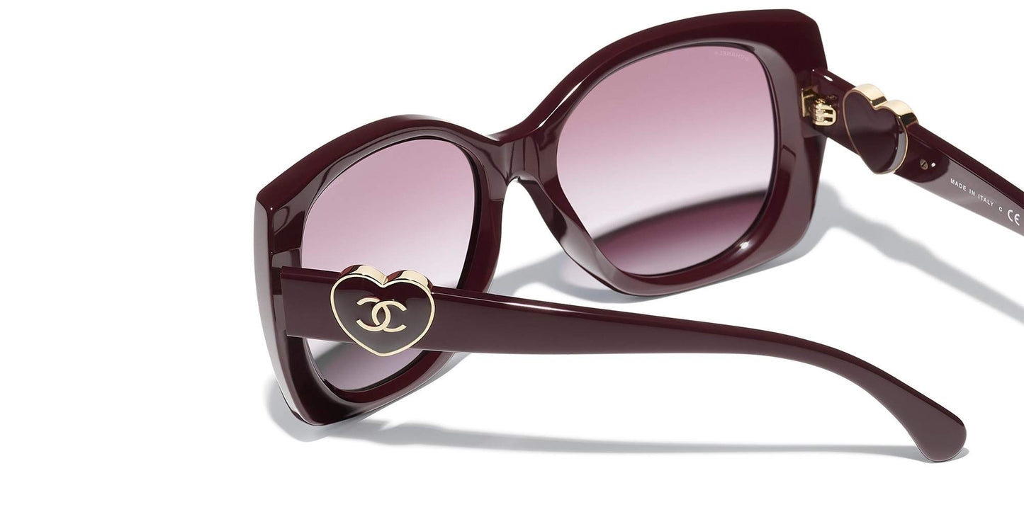 משקפי שמש של שאנל בורדו | CHANEL  Square Sunglasses CH5519 Burgundy