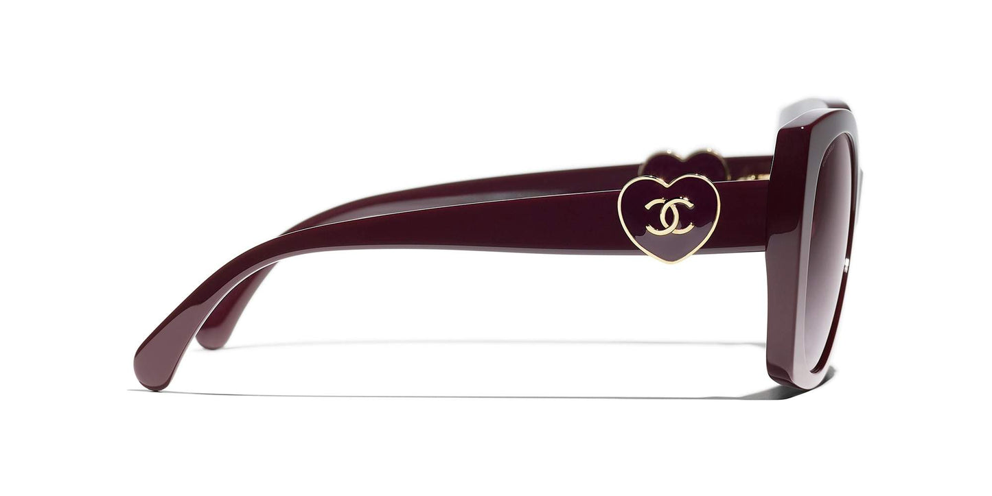משקפי שמש של שאנל בורדו | CHANEL  Square Sunglasses CH5519 Burgundy