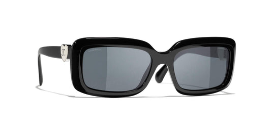 משקפי שמש של שאנל שחור-אפור | CHANEL Rectangle Sunglasses CH5520 Black-Grey