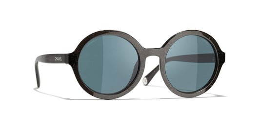משקפי שמש של שאנל שחור-כחול | CHANEL Round Sunglasses CH5522U Black-Blue