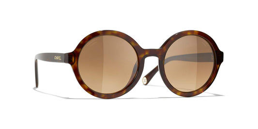 משקפי שמש של שאנל צב כהה-אפור כהה | CHANEL Round Sunglasses CH5522U Dark Tortoise-Dark Grey