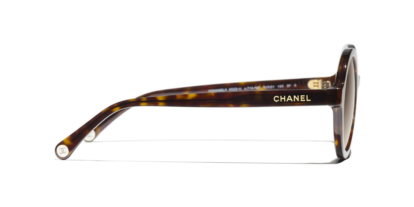 משקפי שמש של שאנל צב כהה-אפור כהה | CHANEL Round Sunglasses CH5522U Dark Tortoise-Dark Grey