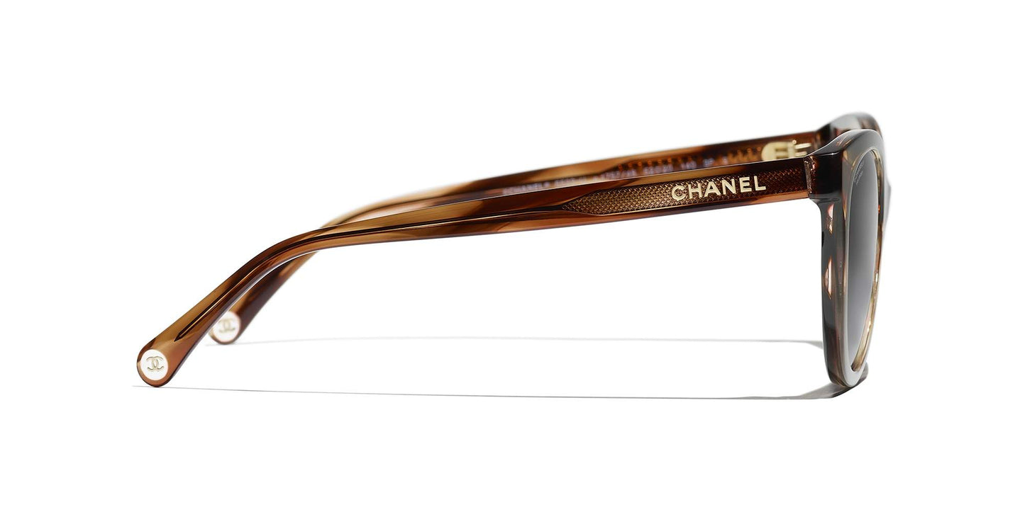 משקפי שמש של שאנל פסים חום-אפור כהה | CHANEL Pantos Sunglasses CH5523U Striped Brown-Dark Grey