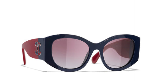 משקפי שמש של שאנל כחול-אדום | CHANEL Oval glasses CH5524 Blue-Red