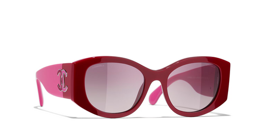 משקפי שמש של שאנל אדום-אפור | CHANEL Oval glasses CH5524 Red-Grey