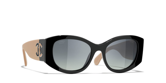 משקפי שמש של שאנל שחור-אפור | CHANEL Oval glasses CH5524 Black-Grey
