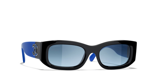 משקפי שמש של שאנל שחור-כחול | CHANEL Rectangular glasses CH5525 Black-Blue