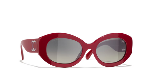 משקפי שמש של שאנל אדום-אפור | CHANEL Oval glasses CH5528 Red-Grey