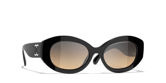 משקפי שמש של שאנל שחור-אפור | CHANEL Oval glasses CH5528 Black-Grey