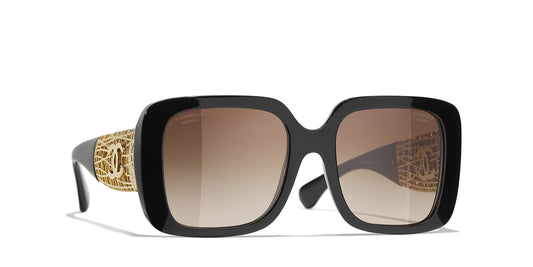 משקפי שמש של שאנל שחור-חום | CHANEL Square Sunglasses CH5532 Black-Brown