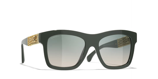 משקפי שמש של שאנל ירוק-ירוק | CHANEL Square Sunglasses CH5533 Green-Green