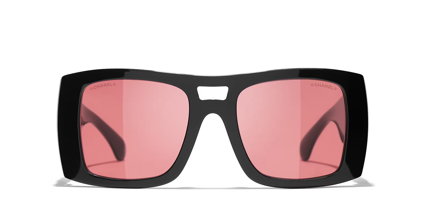 משקפי שמש של שאנל שחור-כתום | CHANEL Square glasses CH5539 Black-Orange