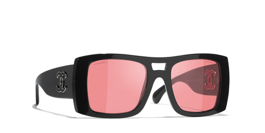 משקפי שמש של שאנל שחור-כתום | CHANEL Square glasses CH5539 Black-Orange