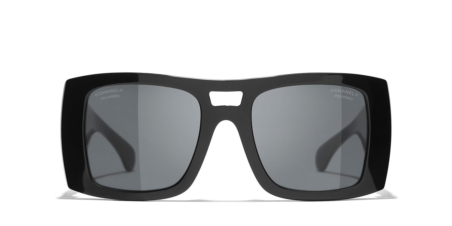 משקפי שמש של שאנל שחור-אפור | CHANEL Square glasses CH5539 Black-Grey