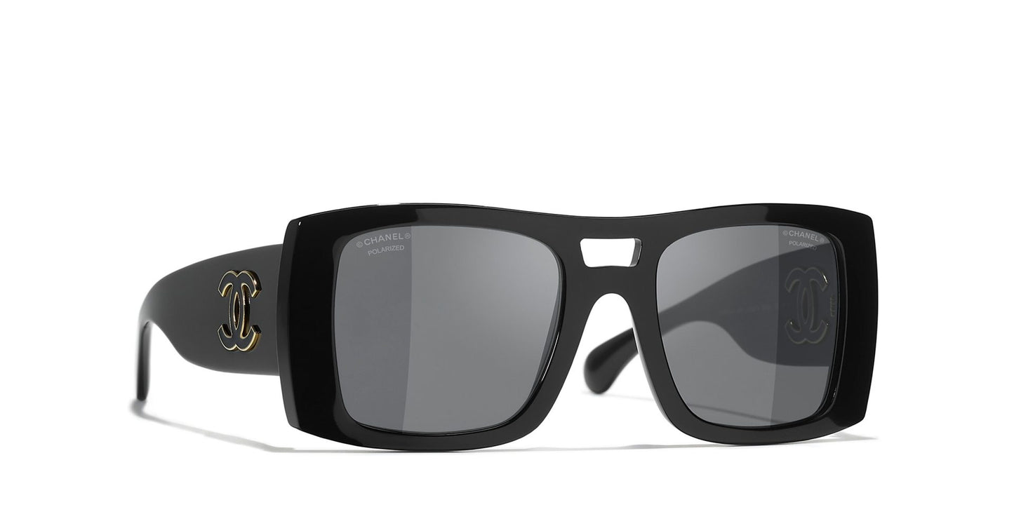 משקפי שמש של שאנל שחור-אפור | CHANEL Square glasses CH5539 Black-Grey