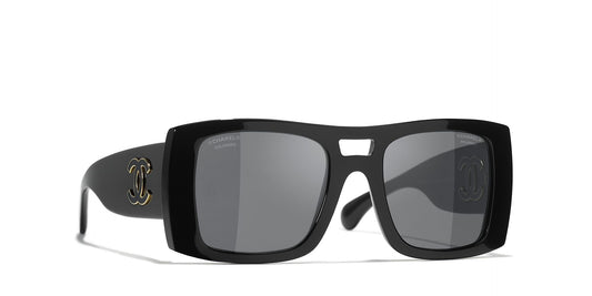 משקפי שמש של שאנל שחור-אפור | CHANEL Square glasses CH5539 Black-Grey