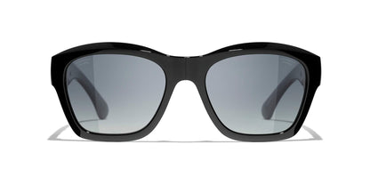 Chanel Square Sunglasses CH6055B Black &amp; Gold-Gray