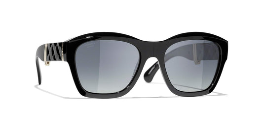 משקפי שמש של שאנל שחור וזהב-אפור | CHANEL Square Sunglasses CH6055B Black & Gold-Gray
