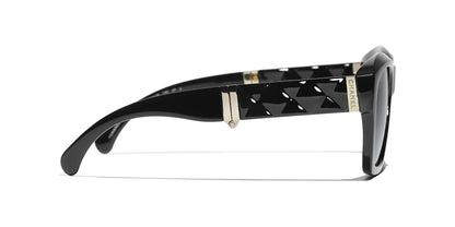 Chanel Square Sunglasses CH6055B Black &amp; Gold-Gray