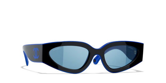 משקפי שמש של שאנל שחור-כחול | CHANEL Cat eye glasses CH6056 Black-Blue