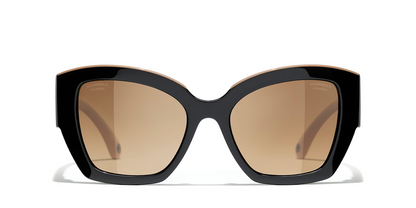 Chanel sunglasses black-brown | CHANEL Butterfly glasses CH6058 Black-Brown