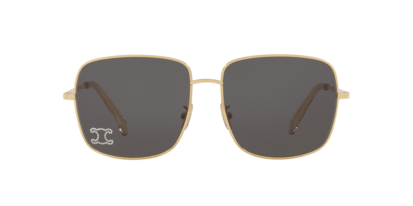 סלין משקפי שמש זהב-אפור | CELINE Rhinestone Triomphe Cl40284U Gold-Grey