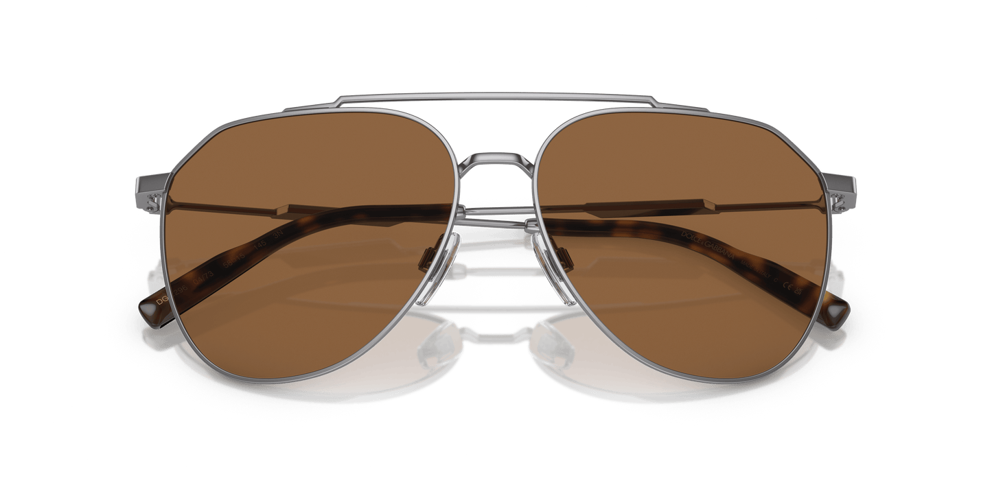משקפי שמש דולצ'ה וגבאנה בצבע חום-מטאל | Dolce&Gabbana DG2296 Gunmetal-Brown
