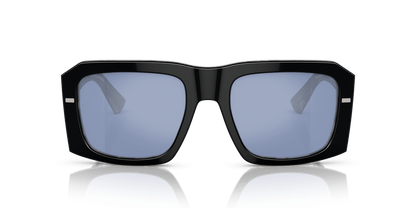 Dolce &amp; Gabbana DG4430 Black On Grey Havana-Light Blue Mirror Silver Sunglasses