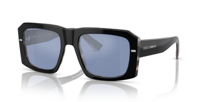 Dolce &amp; Gabbana DG4430 Black On Grey Havana-Light Blue Mirror Silver Sunglasses