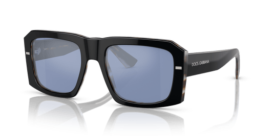 Dolce &amp; Gabbana DG4430 Black On Grey Havana-Light Blue Mirror Silver Sunglasses