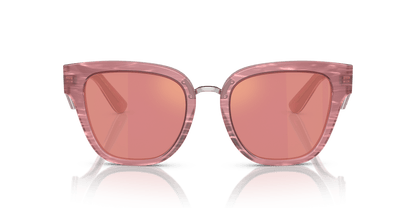 Dolce &amp; Gabbana DG4437 Fleur Pink-Pink Dark Mirror Red Sunglasses